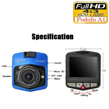 Podofo Nyeste Mini Dvr Bil DVR GT300 Videokamera 1080P Fuld HD-Video registrator Parkering Optager Loop Optagelse Dash Cam