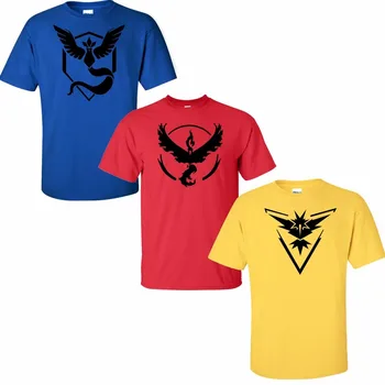Pokemon Gå Logo T-Shirt Team Rød Mod Gul Instinkt Blue Mystic Cosplay T-Shirt Tee