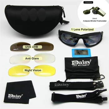 Polariseret Daisy X7 Army Solbriller, Militære Beskyttelsesbriller 4 Linse Kit, Krig Spil Taktisk Mænds Briller