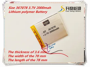 Polymer lithium-ion-batteri 3,7 V, 367078 2000mAh lithium polymer batteri