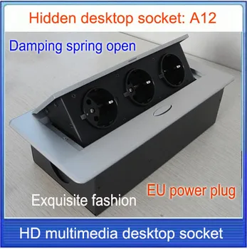 Pop socket /EU stik Bordplade, sokkel/skjult/ Dæmpning spring åben Information outlet /Kontor mødelokale desktop socket /A12