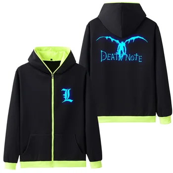 Populære Hætteklædte Hoodie Death Note Lysende Sweatshirt Pels Hoody Trøjer & Hoodies