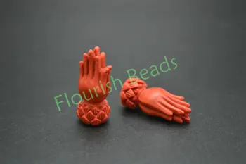 Populære Røde Cinnober 13x30mm Buddha Hånd og Lotus Perler Passer til Mode eller Busshist Smykker at Gøre 20pc Per Masse