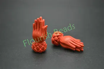 Populære Røde Cinnober 13x30mm Buddha Hånd og Lotus Perler Passer til Mode eller Busshist Smykker at Gøre 20pc Per Masse