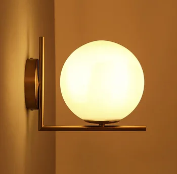 Post Moderne Sconce Lys Matteret Glas Ball Wall Light Fixture Bronze Indretningsarkitekt Væg Lampe Til Soveværelset, Stuen