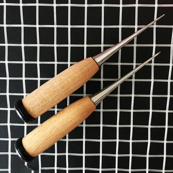 POWERTI 3pcs/masse Tennis Ketcher String Machine Snor Dele -Lige Stål Spids Syl Badminton String Værktøjer Træ Håndtag