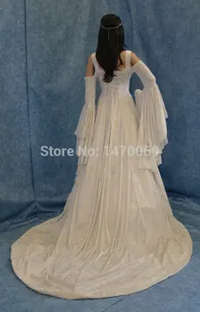 Prinsesse Hvide Off-the-Skulder Velvet Fancy Sexet Middelalderlige Periode kjole Kjole Bryllup Teater Reenactment Cosplay Kostume