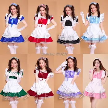 Prinsesse Lolita Pige Kjoler Fancy Forklæde Stuepige Kjole Outfits Meidofuku Uniform Anime Cosplay Costume S-XXL