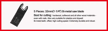 Professionel 5pcs Bi-metal 32mm Universal Oscillerende multi-Værktøj savklinger Tilbehør passer til Black&Decker osv,bedste kvalitet