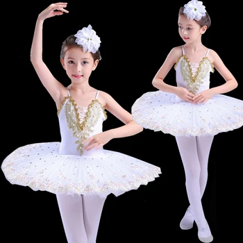 Professionel Ballet Tutu Barn Swan Lake Kostume Hvid Rød Blå Ballet Dress for Børn Pandekage Tutu Piger Dancewear
