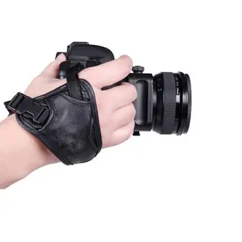 Professionel Blød PU Læder Hånd Greb Holder Håndledsrem med en skrue hul til Canon/Nikon SLR Kamera