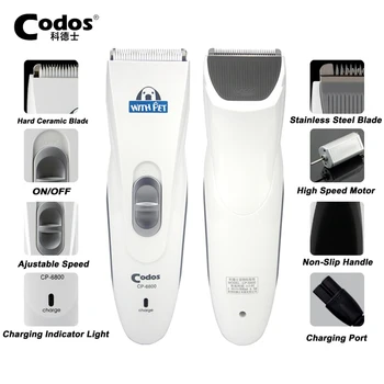 Professionel Codos CP-6800 Pet Elektrisk Trimmer Grooming Haircut Shaver Maskine Sølv Genopladelige Dog Grooming Clipper