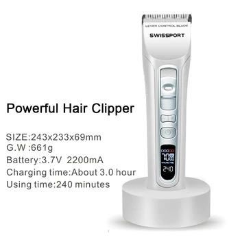 Professionel Elektrisk Hair Clipper Genopladelige Hår Trimmer Keramisk Titanium Blade LCD-Display Salon Hair skæremaskine