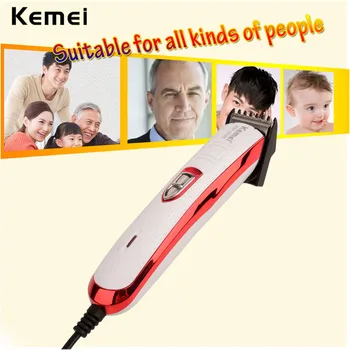 Professionel Kemei Titanium Blade Elektrisk Ledning Haircut skæremaskine Frisør - + begrænse kam for børn, voksne mænd, 110-240V S54