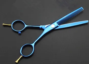 Professionelle 5.5 tommer, To-halet scissor blå udtynding scisors skære frisør-frisør saks sæt saks frisør sakse