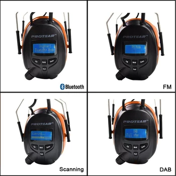 Protear DAB+/DAB/FM-Radio Høre Protector 25dB Lithium Batteri Høreværn Elektroniske Bluetooth-Hovedtelefon høreværn
