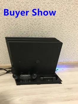 PS4 PRO Ultratynde Opladning køleplade Ventilator Lodret stilling Dobbelt-Controllere Oplader Dock USB 3 Hub for Playstation 4 Pro