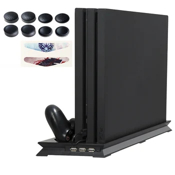 PS4 PRO Ultratynde Opladning køleplade Ventilator Lodret stilling Dobbelt-Controllere Oplader Dock USB 3 Hub for Playstation 4 Pro