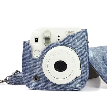 PU Læder Instant Kamera Skulder Strop, Taske Jeans Case Cover-Etui-Beskytter Til Fujifilm Instax Mini 8/8+/9 Kamera