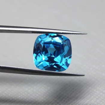 Pude brillantslebne kvadratisk form facetteret skabt aquamarine perler brasilien blå smykkesten løs sten til smykker at gøre DIY