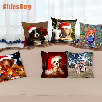 Puder og pudebetræk hund Jul dekorative Pudebetræk dækker Julegave dakimakura almofada Dyr sofa cojines