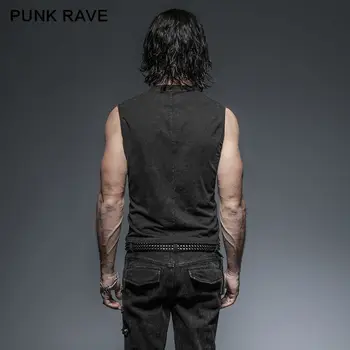 Punk Rave Herre Sort Steampunk Rock Casual fashion, Goth-Punk T-shirt top T421