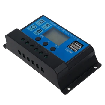 PWM-10/20/30A Dual USB Solar Panel Batteri Regulator laderegulator 12/24V LCD-Auto