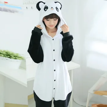 Pyjamas kvinder Panda Onesies for voksne sove lounge pyjamas Panda nattøj Flannel Dyr pyjamas ét stykke