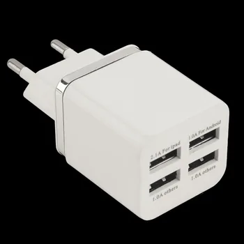 På lager! Hvid 4 Ports USB Rejse Oplader Multi Power Adapter Pack EU Stik Nyeste