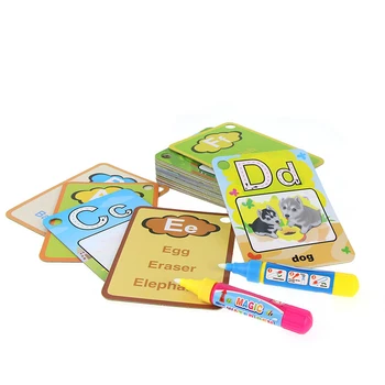 Pædagogisk legetøj for børn lære engelsk magic card vand tegning legetøj bog med 2 magic Pen brev yrelsen kid Matematik Legetøj