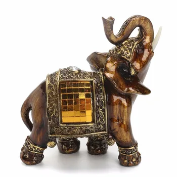 Q-ære boligindretning Tilbehør Dekorative Figurer Elefant-Elefant Statue Harpiks Souvenir Gaver Miniature Have Tal