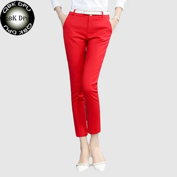 QBK DPU mærker Business påklædning røde Høj kvalitet afslappet, kontor slid blyant bukser og leggings kvinder i bukser kvinder harem bukser