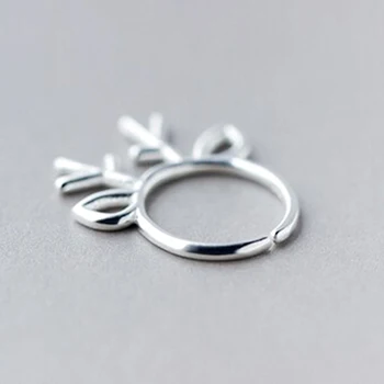 QIAMNI 925 Sterling Sølv Dejlige hjortetak Øre Åbne Ring for Kvinder, Piger, fødselsdagsfest Julegave Minimalistisk Smykker