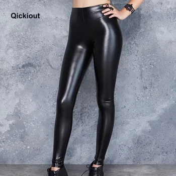 Qickitout mode sexede kvinder leggings Læder bukser soild sort hot pants sexede kostumer til hot club iført fremmed ting