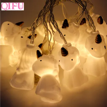 QIFU 10stk Enhjørning Hoved LED String Lys Lampe Til Jul Hjem Ornamenter Nye År Børn Fødselsdag Gave Dekoration af Forbrugsstoffer