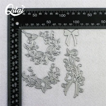 QITAI Høj Kvalitet 4stk/masse Scrapbog DIY-Bue-knude, Fuglen Og Blomsten Fremstilling Af Skære-Skabelon at Skære Dø Cutter D12