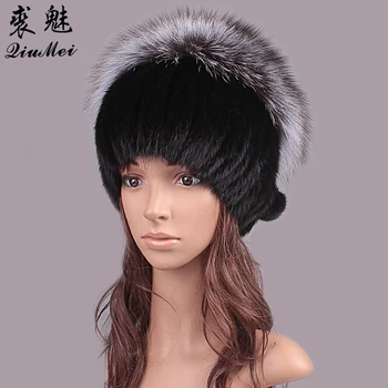 QiuMei Kvinder Vinter Hat Skræddersy 2017 Ny Ægte Pels Pom Fluffy Bold Hat Cap Fox Bolden Mink Pels Mode Russiske Cap Hatte Til Kvinder