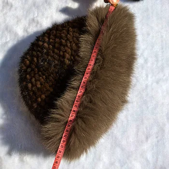 QiuSiDun 2017 Real Mink Fur Hat Bedste Sælgere En sort Natural Strikket Ræv Pels hatte russiske Kvinder er Vinter Solen Cap Engros