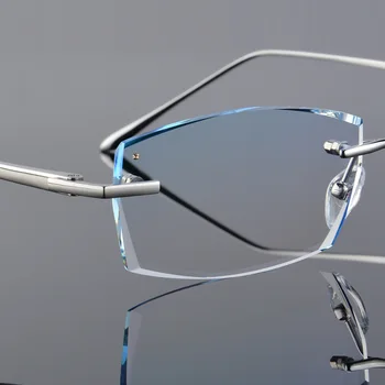 QJ Luksus Rhinestone Læsning Briller Mænd Diamant Skæring Uindfattede Briller Høj Klar Mænd Grå Læsere Presbyopic Eye Briller
