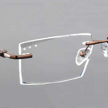 QJ2018 Mode Titanium Brille Diamant Trimning Skære Uindfattede Briller Recept Optiske Briller Ramme for Mænd Briller