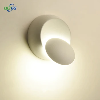 QLTEG LED væglampe 360 graders rotation justerbar seng lys 4000K Sort kreative væglampe, Sort moderne midtergangen runde lampe