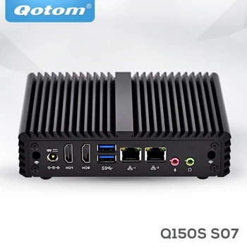 QOTOM Mini Computer 2 Gigabit Ethernet-Porte Q150S-S07 J3160 Quad Core AES-NI-6W ,6*USB-X86 Lille Fanless Firewall Router PC
