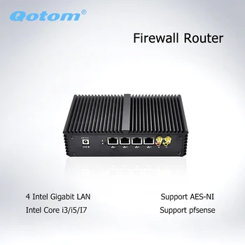 Qotom Mini-PC 4* Ethernet Lan med Core i3 i5 Pfsense Firewall Mini Computer Fanless PC-Server industrielle Computer med AES-NI