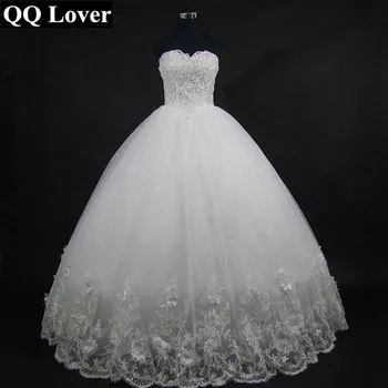 QQ Elsker 2018 Elegant Luksus Lace Wedding Dress Vintage Plus Size Ball Operationskitler Vestido De Noiva