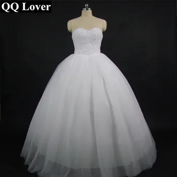 QQ Elsker 2018 Nye Elegante Beaded Bolden Kjole brudekjoler Custom-made Plus Størrelse