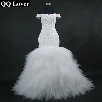 QQ Elsker 2018 Nye Off Skulderen Havfrue Brudekjole skræddersyet Plus Size African Bride Bryllup Kjole