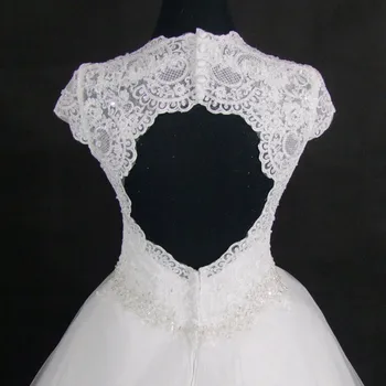 QQ Elsker 2018 Nye Åbne Back Cap Ærmer Lace Wedding Dress Custom-made Plus Size Vestido De Noiva Bryllup Operationskitler