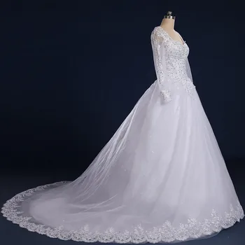 QQ Elsker Luksus Vintage Fuld Ærmer Lace Wedding Dress 2018 balkjole Prinsesse Brudepige Kjoler Vestido De Noiva