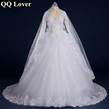 QQ Elsker Luksus Vintage Fuld Ærmer Lace Wedding Dress 2018 balkjole Prinsesse Brudepige Kjoler Vestido De Noiva