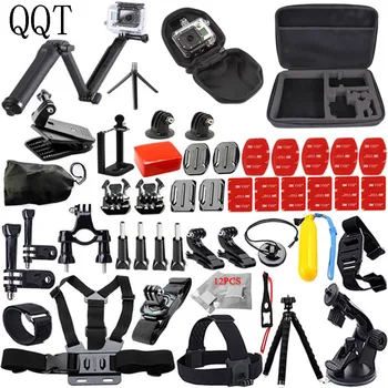 QQT for GoPro Tilbehør kit 3-vejs Selfie stick monopod til Gopro Hero 6 5 4 3 + for xiaomi for yi Sports kamera